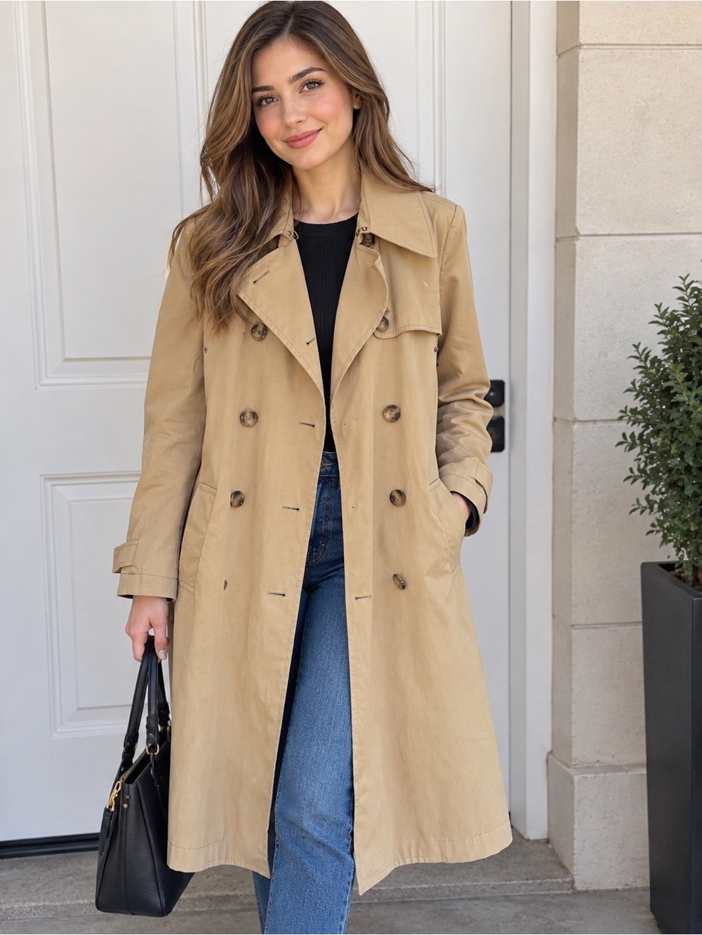 JACOB Trench Coat in Beige Size Medium Like New